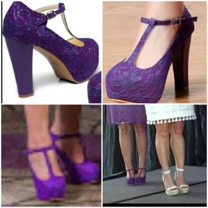Mary Jane T-Strap Lace Heels. Size 8